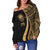 Federated States of Micronesia Women's Off Shoulder Sweater - Gold Polynesian Tentacle Tribal Pattern - Polynesian Pride