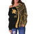 Papua New Guinea Women's Off Shoulder Sweater - Gold Polynesian Tentacle Tribal Pattern - Polynesian Pride