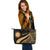 Nauru Custom Personalised Large Leather Tote Bag - Gold Polynesian Tentacle Tribal Pattern - Polynesian Pride