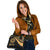 American Samoa Custom Personalised Shoulder Handbag - Gold Polynesian Tentacle Tribal Pattern - Polynesian Pride