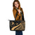 Yap Large Leather Tote Bag - Gold Polynesian Tentacle Tribal Pattern - Polynesian Pride