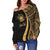 Samoa Custom Personalised Women's Off Shoulder Sweater - Gold Polynesian Tentacle Tribal Pattern - Polynesian Pride