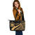 Samoa Large Leather Tote Bag - Gold Polynesian Tentacle Tribal Pattern - Polynesian Pride