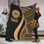 Tahiti Premium Blanket - Gold Polynesian Tentacle Tribal Pattern White - Polynesian Pride