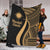 Marshall Islands Premium Blanket - Gold Polynesian Tentacle Tribal Pattern White - Polynesian Pride