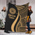 American Samoa Premium Blanket - Gold Polynesian Tentacle Tribal Pattern White - Polynesian Pride