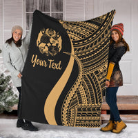 Tonga Custom Personalised Premium Blanket - Gold Polynesian Tentacle Tribal Pattern X-Large 180cm x 200cm - Polynesian Pride