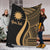 Nauru Custom Personalised Premium Blanket - Gold Polynesian Tentacle Tribal Pattern White - Polynesian Pride