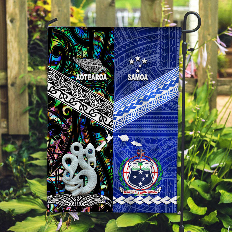 New Zealand And Samoa Flag Together - Paua Shell LT8 House Flag - Polynesian Pride