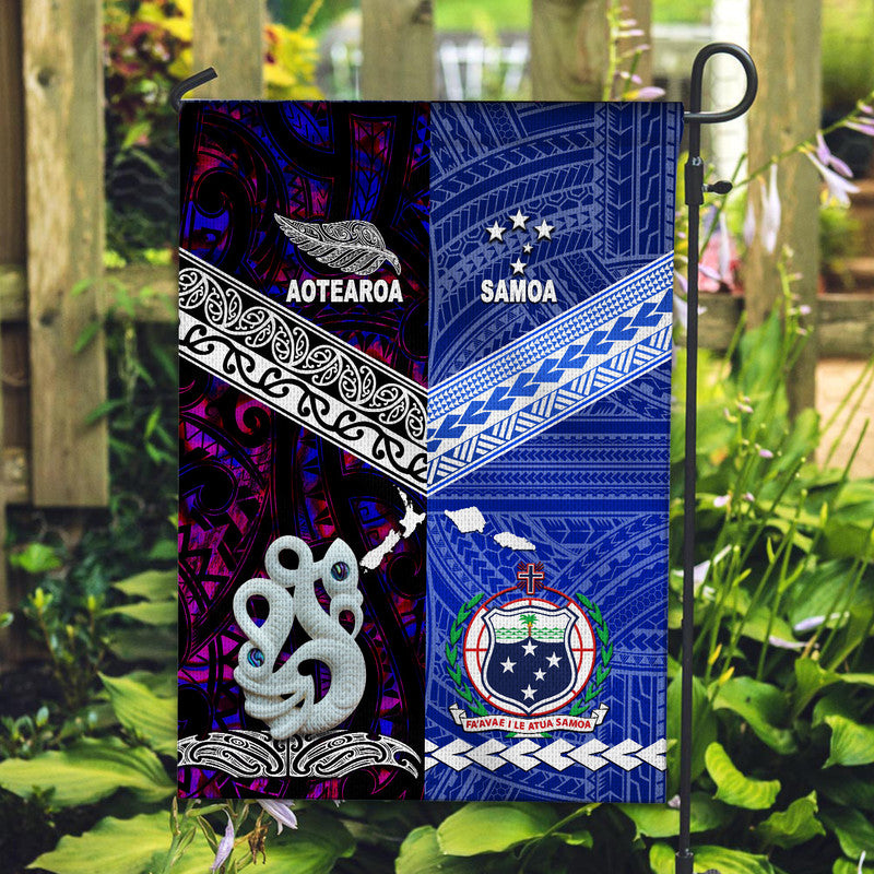 New Zealand And Samoa Flag Together - Purple LT8 House Flag - Polynesian Pride