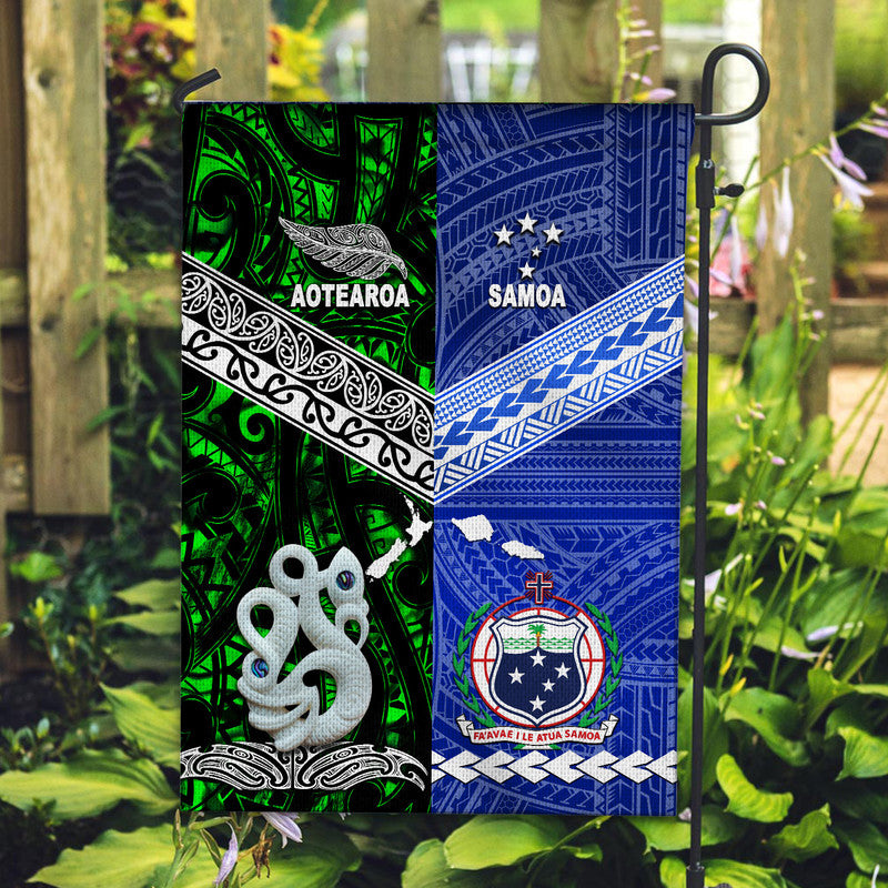 New Zealand And Samoa Flag Together - Green LT8 House Flag - Polynesian Pride