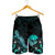 Tahiti Polynesian Men's Shorts - Turtle With Blooming Hibiscus Turquoise - Polynesian Pride