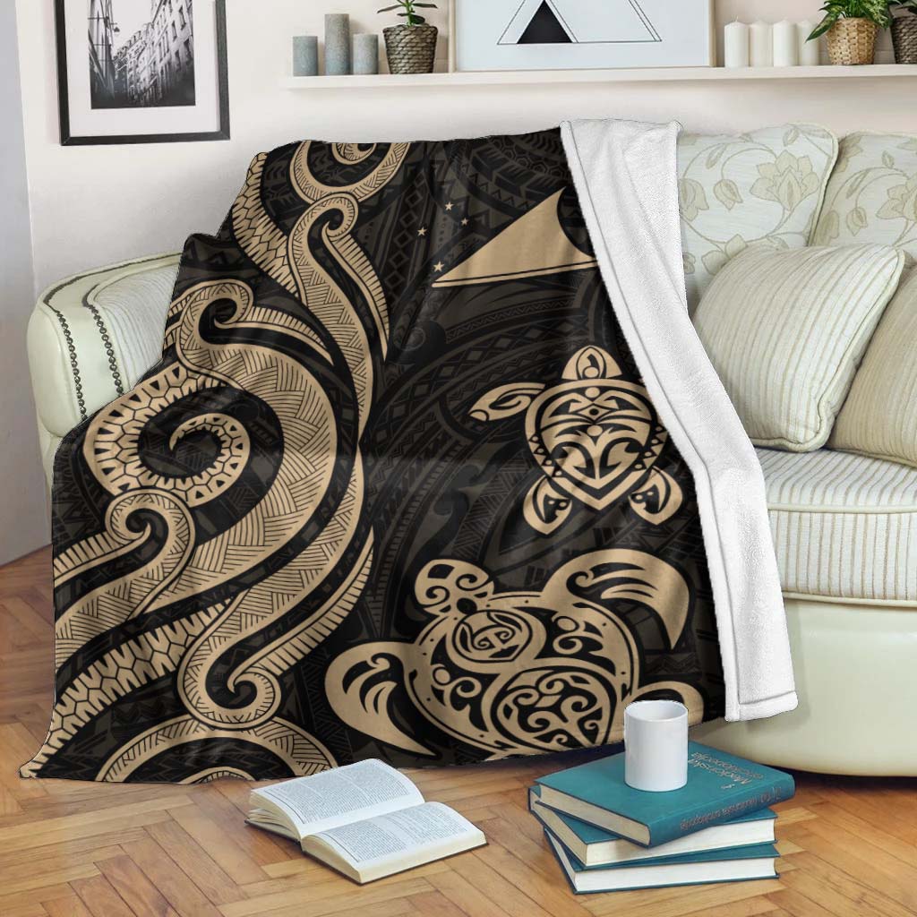 Tokelau Premium Blanket - Gold Tentacle Turtle White - Polynesian Pride