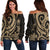 Federated States of Micronesia Women's Off Shoulder Sweater - Gold Tentacle Turtle Gold - Polynesian Pride