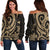 Tokelau Women's Off Shoulder Sweater - Gold Tentacle Turtle Gold - Polynesian Pride