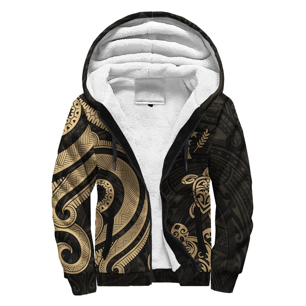 Kosrae Sherpa Hoodie - Gold Tentacle Turtle Gold - Polynesian Pride