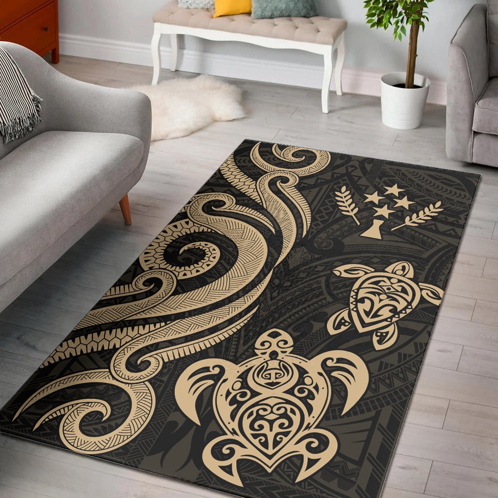 Kosrae Area Rug - Gold Tentacle Turtle Gold - Polynesian Pride