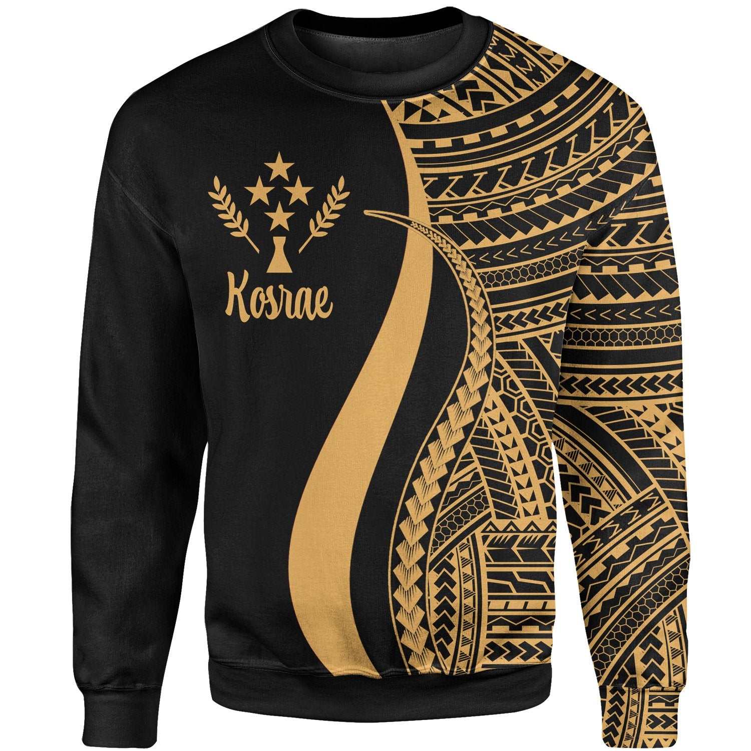 Kosrae Sweatshirt - Gold Polynesian Tentacle Tribal Pattern Unisex Gold - Polynesian Pride