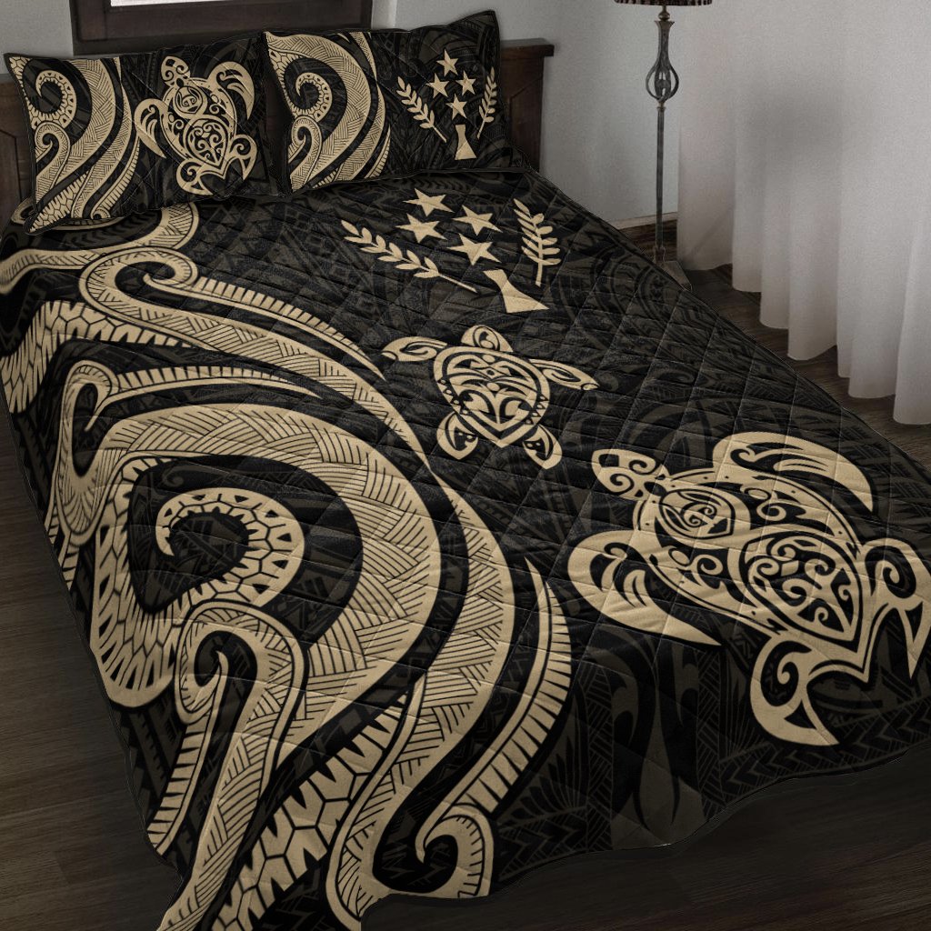 Kosrae Quilt Bed Set - Gold Tentacle Turtle Gold - Polynesian Pride