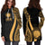 Northern Mariana Islands Women's Hoodie Dress - Gold Polynesian Tentacle Tribal Pattern - Polynesian Pride