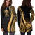 Federated States of Micronesia Women's Hoodie Dress - Gold Polynesian Tentacle Tribal Pattern - Polynesian Pride