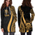 Tuvalu Women's Hoodie Dress - Gold Polynesian Tentacle Tribal Pattern - Polynesian Pride