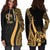 Tonga Women's Hoodie Dress - Gold Polynesian Tentacle Tribal Pattern - Polynesian Pride