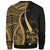 Fiji Sweatshirt - Gold Polynesian Tentacle Tribal Pattern Crest - Polynesian Pride