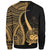 Samoa Custom Personalised Sweatshirt - Gold Polynesian Tentacle Tribal Pattern - Polynesian Pride