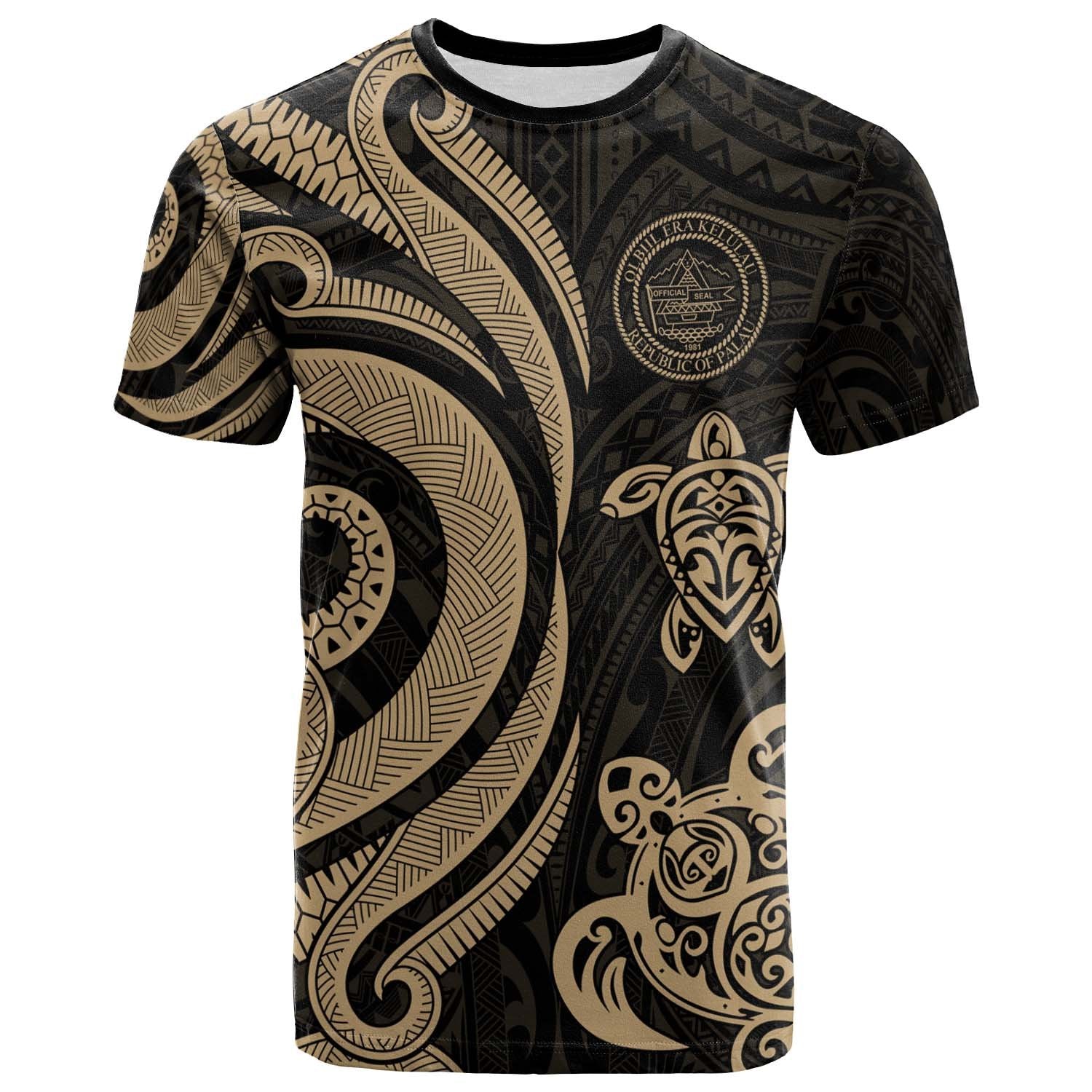 Palau T Shirt Gold Tentacle Turlte Unisex Art - Polynesian Pride