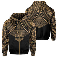 Polynesian Skull Hawaii Zip Hoodie Gold Circle Style Unisex Gold - Polynesian Pride