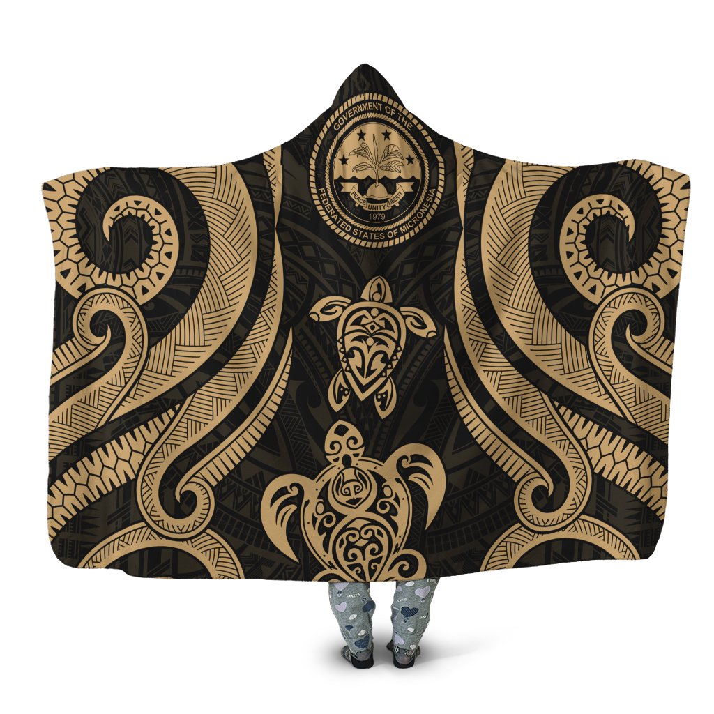 Federated States of Micronesia Hooded Blanket - Gold Tentacle Turtle Hooded Blanket Gold - Polynesian Pride