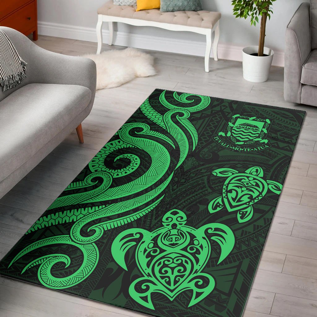 Tuvalu Area Rug - Green Tentacle Turtle Green - Polynesian Pride