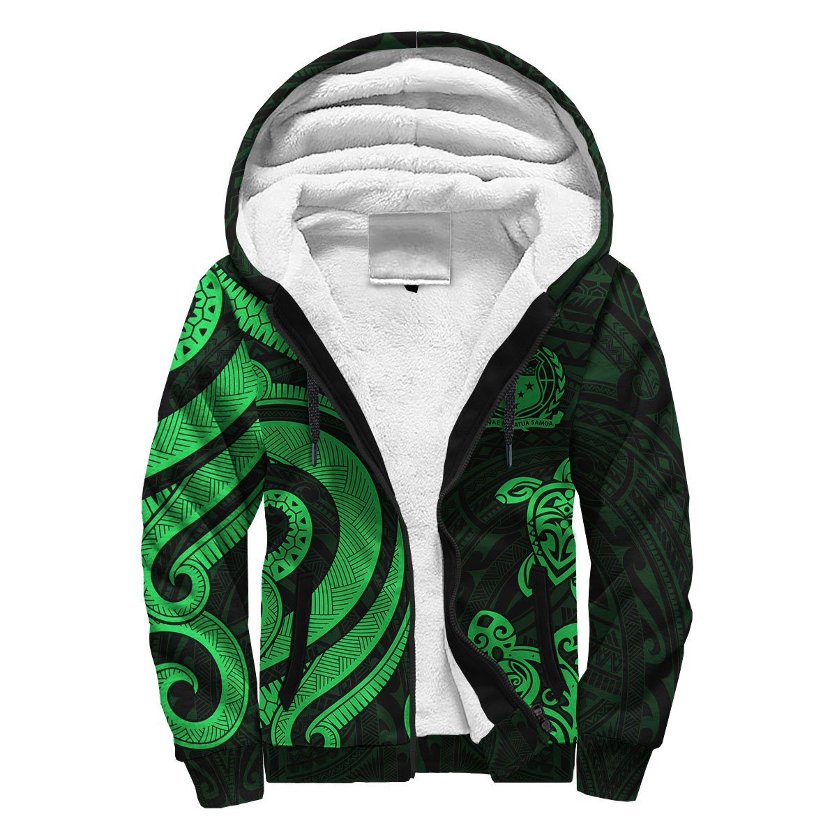 Samoa Sherpa Hoodie - Green Tentacle Turtle Green - Polynesian Pride