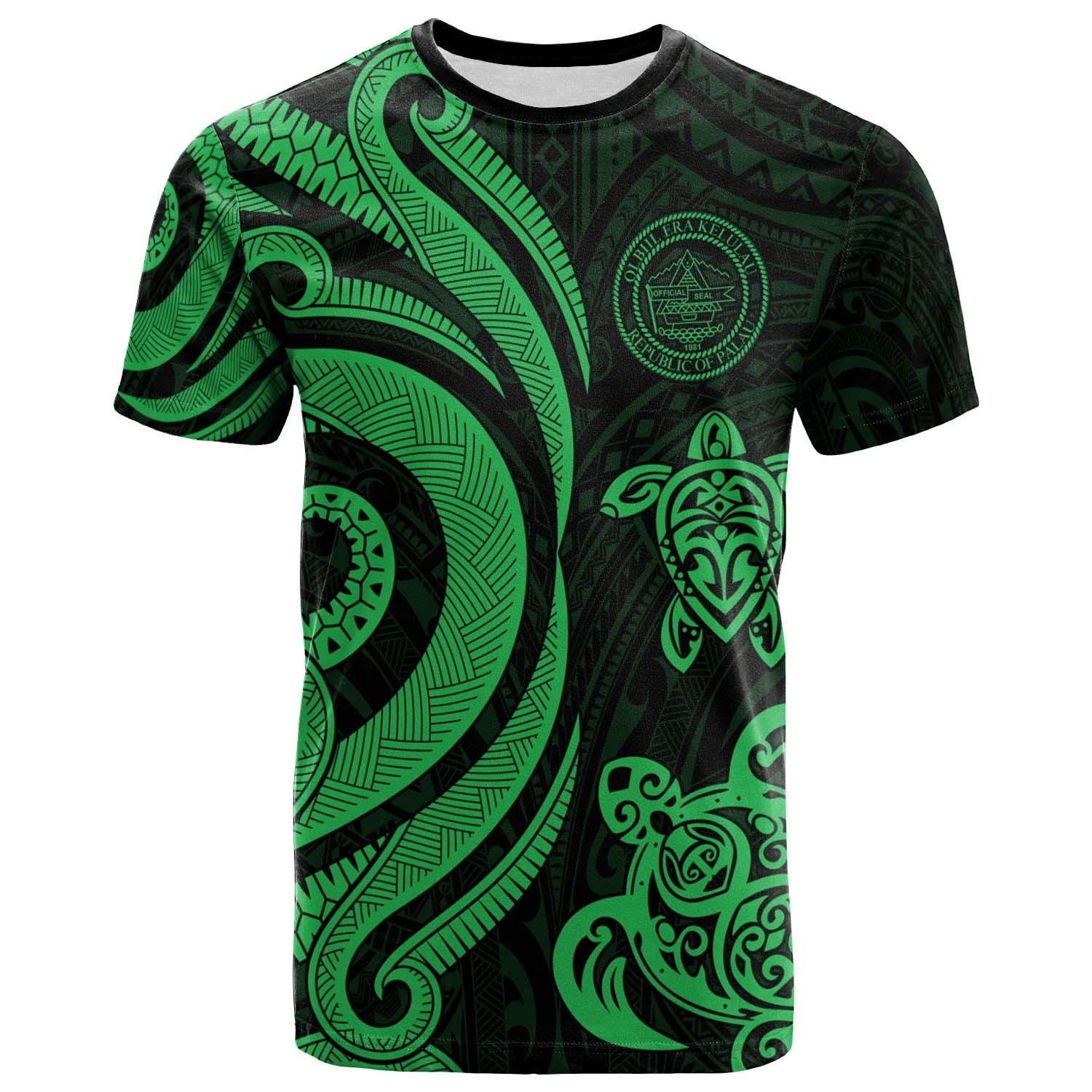 Palau T Shirt Green Tentacle Turlte Unisex Green - Polynesian Pride