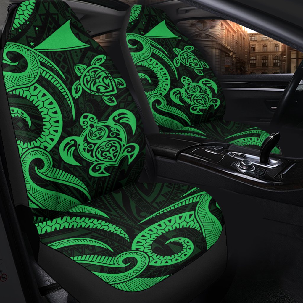 Tokelau Car Seat Covers - Green Tentacle Turtle Universal Fit Green - Polynesian Pride