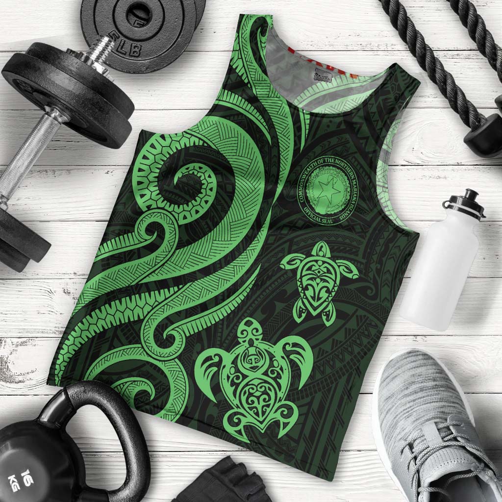 Northern Mariana Islands Men's Tank Top - Green Tentacle Turtle Green - Polynesian Pride