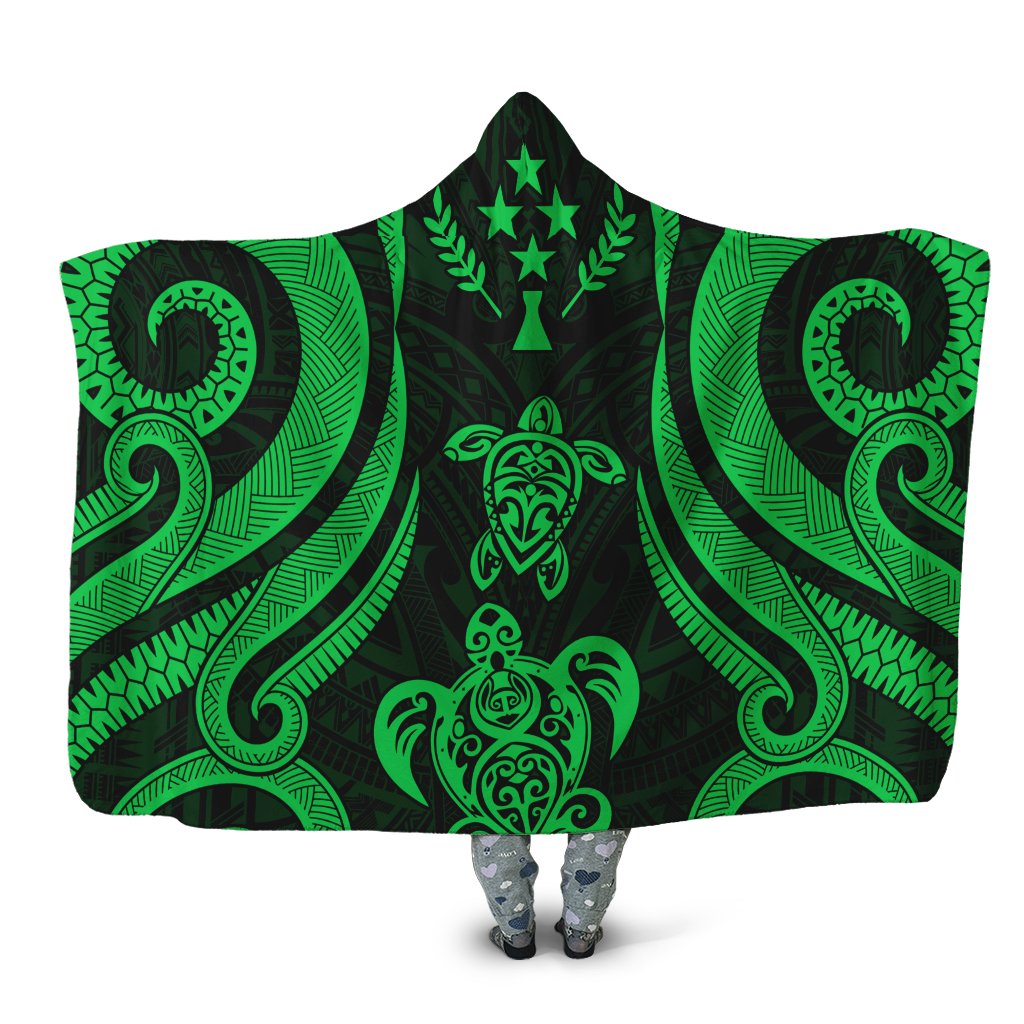 Kosrae Hooded Blanket - Green Tentacle Turtle Hooded Blanket Green - Polynesian Pride