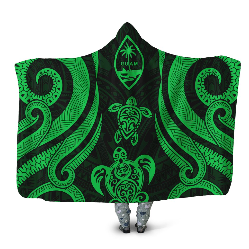 Guam Hooded Blanket - Green Tentacle Turtle Hooded Blanket Green - Polynesian Pride