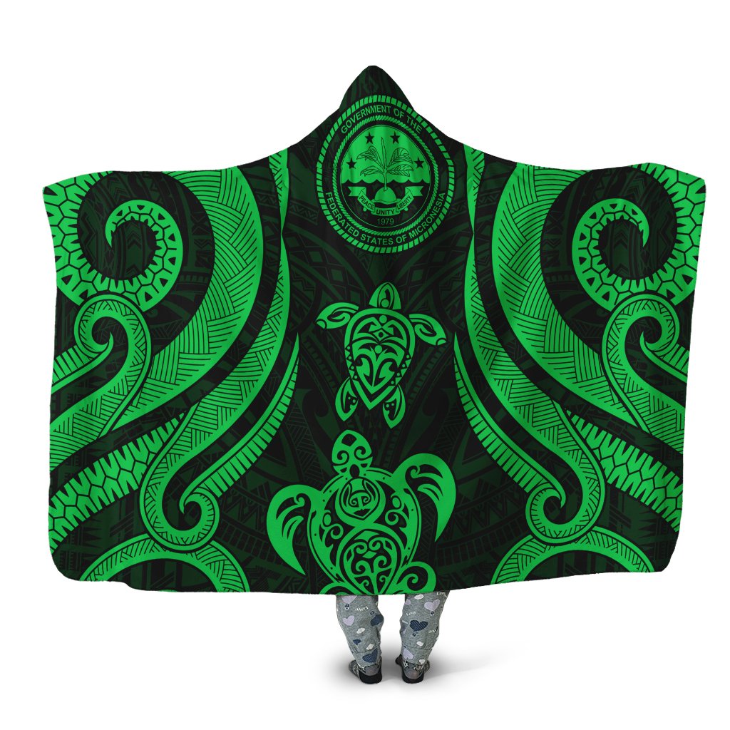 Federated States of Micronesia Hooded Blanket - Green Tentacle Turtle Hooded Blanket Green - Polynesian Pride