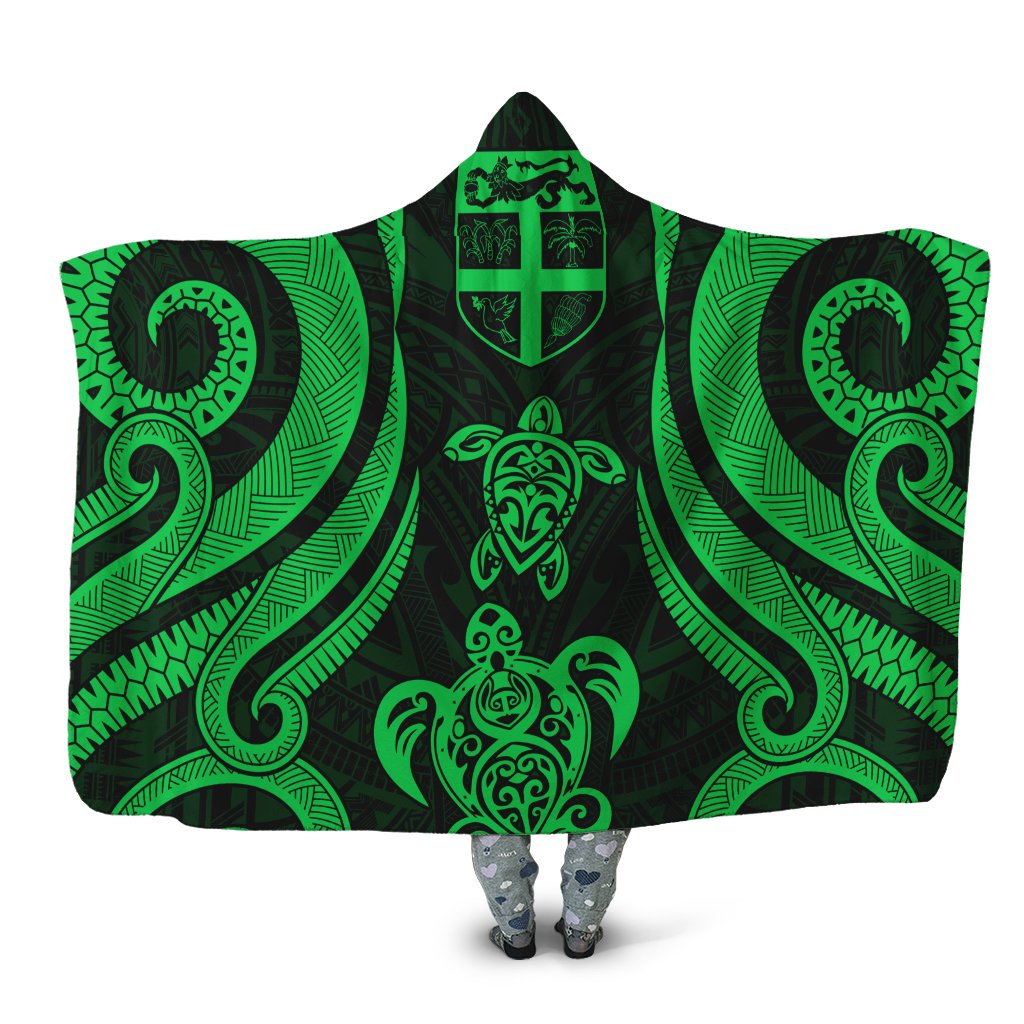 Fiji Hooded Blanket - Green Tentacle Turtle Hooded Blanket Green - Polynesian Pride