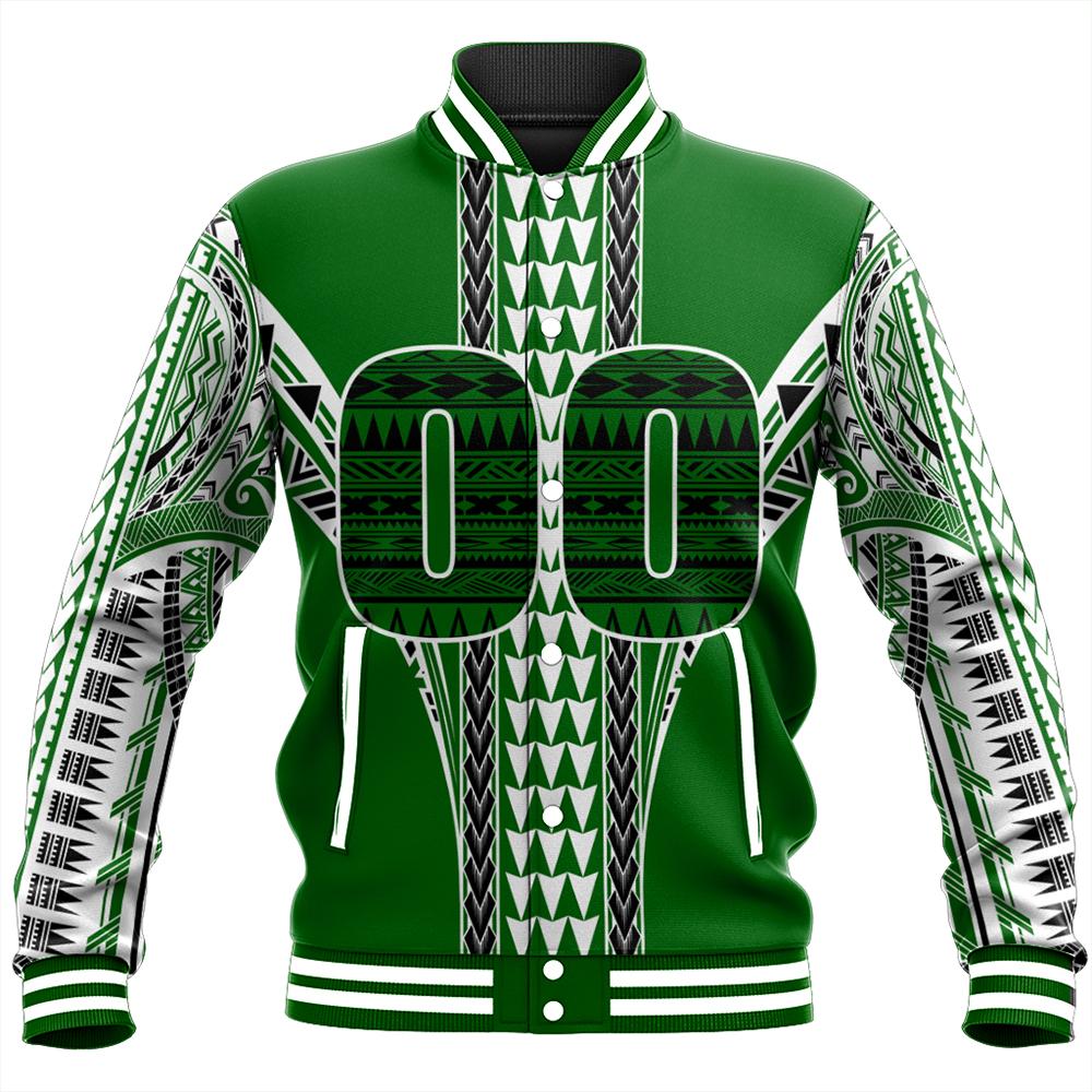 (Personalised) Hawaii Baseball Jacket - Green Football Baseball Jacket - AH Unisex Green - Polynesian Pride