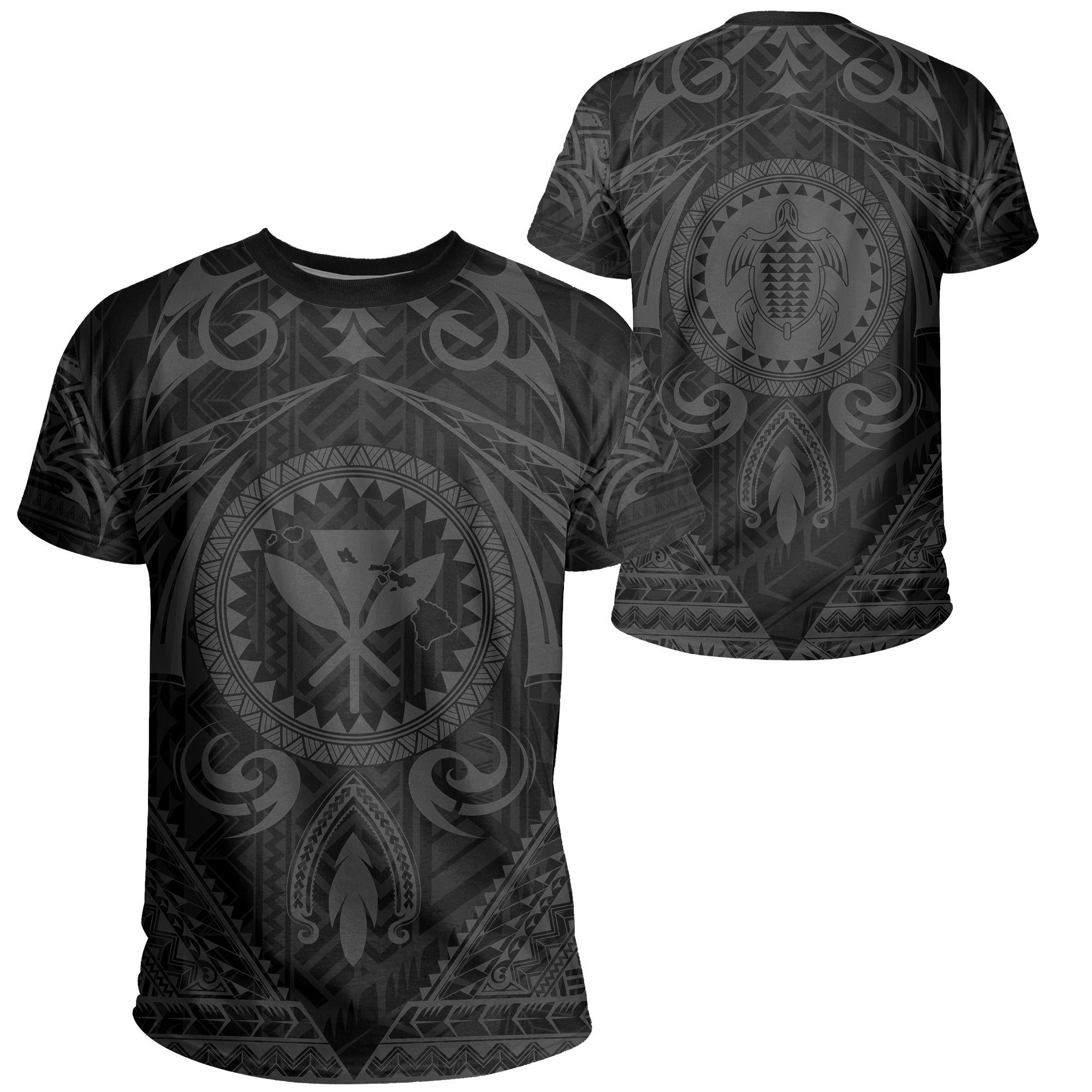 Hawaii Map Kanaka Turtle Polynesian T Shirt Circle Style Grey Unisex Grey - Polynesian Pride