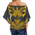 Hawaii Kanaka Polynesian Women's Off Shoulder Wrap Waist Top - Grey And Yellow - Bernice Style - AH - Polynesian Pride