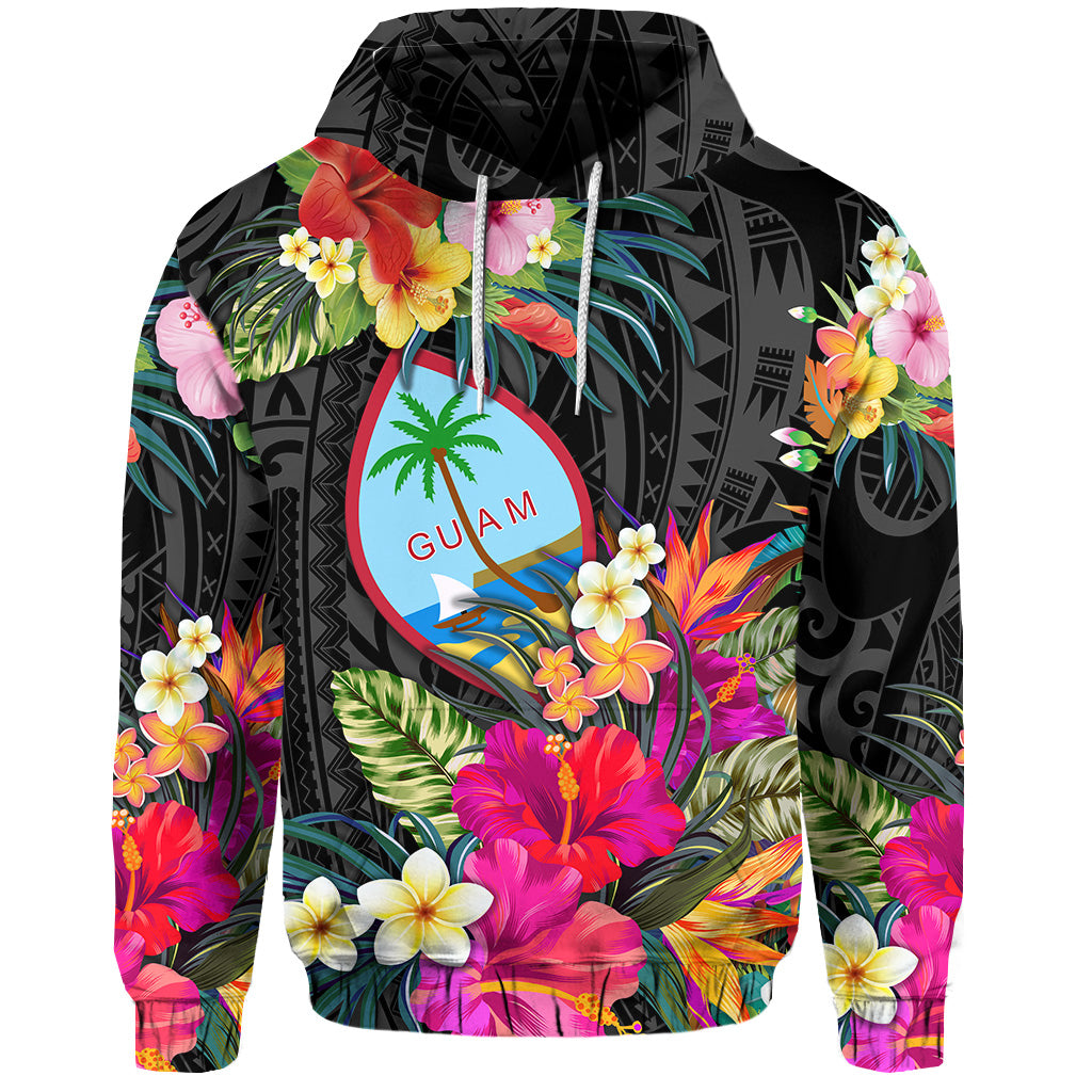 Custom Guam Polynesian Hoodie Tropical Flowers Colorful Vibes LT8 Hoodie Red - Polynesian Pride