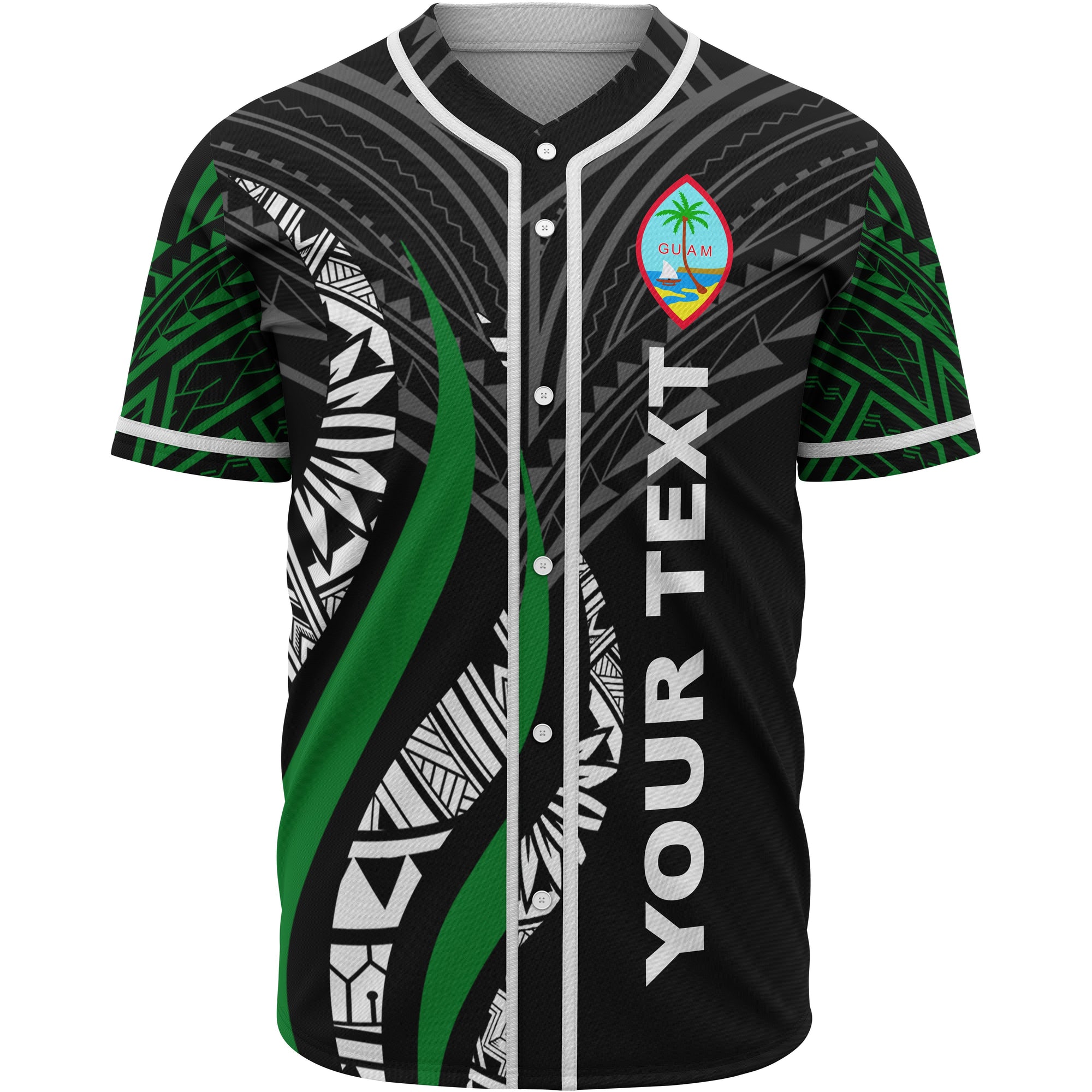 Guam Polynesian Custom Personalised Baseball Shirt - Guam Strong Fire Pattern Unisex Black - Polynesian Pride