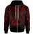 Guam Zip Hoodie Red Color Cross Style Unisex Black - Polynesian Pride