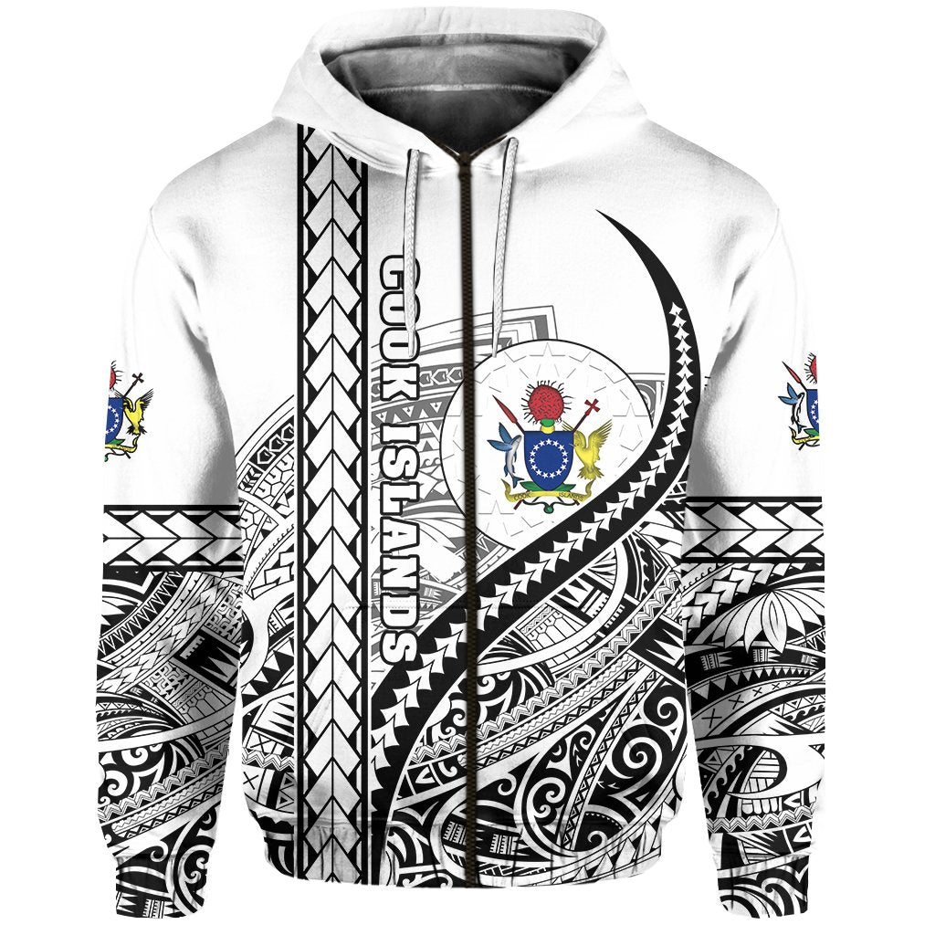 Cook Islands Rugby Zip Hoodie Simple Unisex White - Polynesian Pride