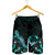 Pohnpei Polynesian Men's Shorts - Turtle With Blooming Hibiscus Turquoise - Polynesian Pride