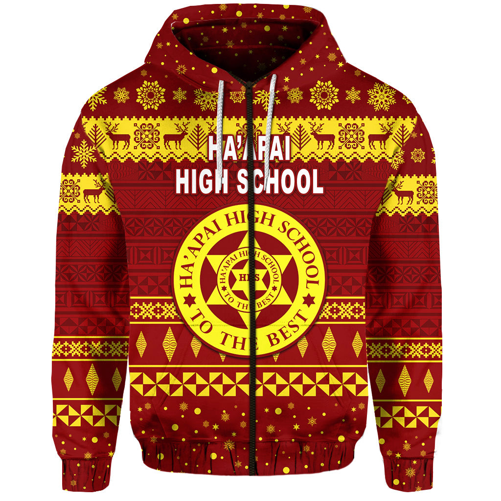 Haapai High School Christmas Zip Hoodie Simple Style LT8 - Polynesian Pride